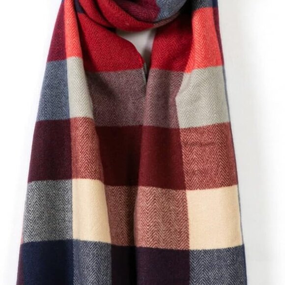 Accessories - Women's Wool Scarf - Cashmere Feel Winter Checked Scarves for Women, Large Soft